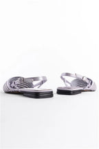 Capone Alene Pointed Toe Meshed Crystal Embellished Back Banded Women Silver Ballerina