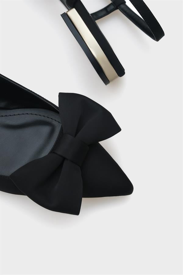 Capone Ania Pointed Toe Satin Open Back Women Satin Mink Ballerinas