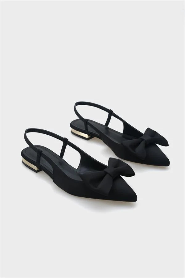 Capone Ania Pointed Toe Satin Open Back Women Satin Mink Ballerinas