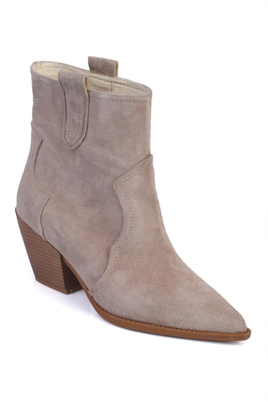 Capone Pointed-Toe Side-Zip Women Sued Black Genuine Leather Cowboy Boots