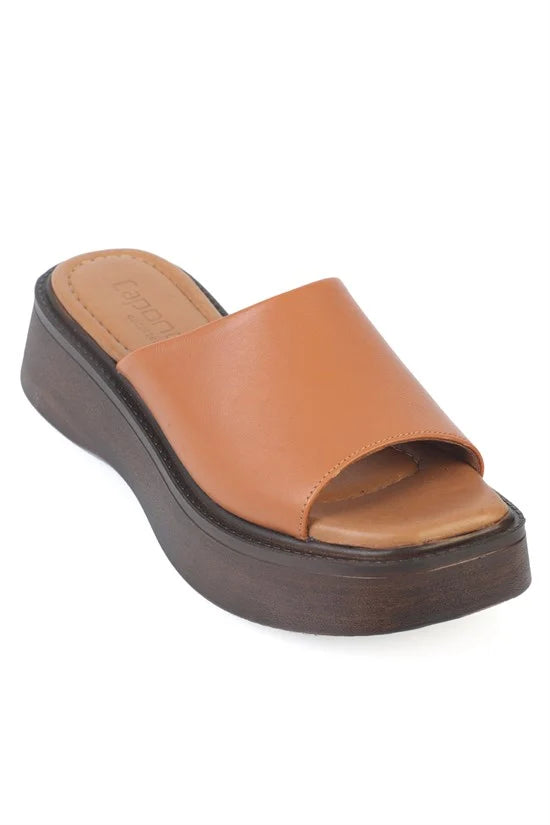 Capone Rachael Genuine Leather Wedge Heel Women Brown Sandal