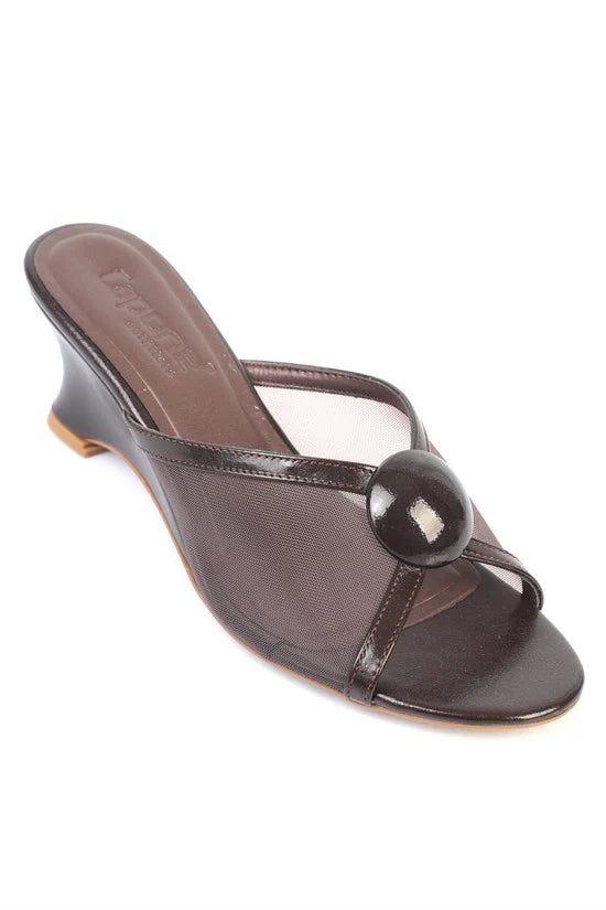 Capone Rachele Wedge Heel Mesh Elegant Women Black Sandal
