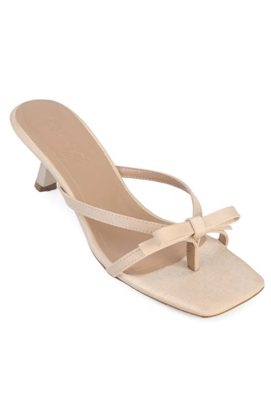 Capone Rebekah Satin Mid Heel Square Toe Women Satin Brown Sandal