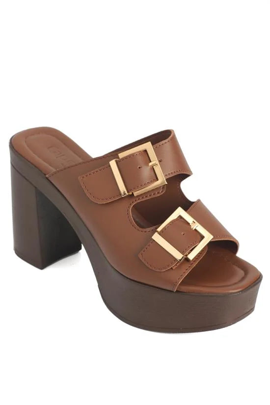 Capone Rory Platform Double Buckle Women Beige Sandal