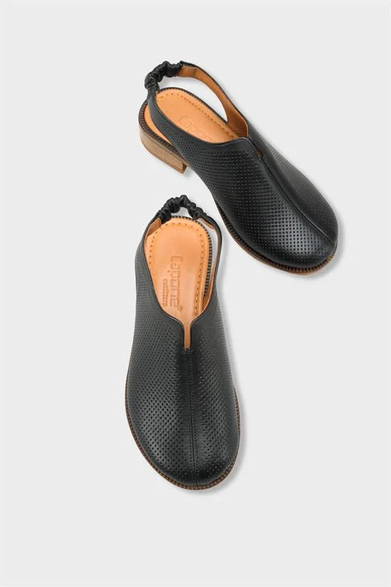 Capone Rox Genuine Leather Low Heel Women Black Clog