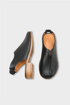 Capone Rox Genuine Leather Low Heel Women Black Clog
