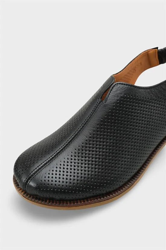 Capone Rox Genuine Leather Low Heel Women Black Clog