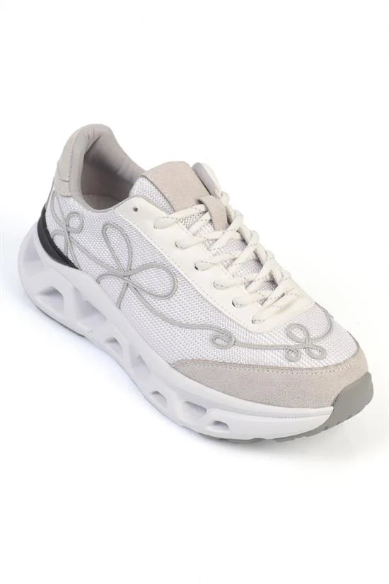 Capone Ruth Mesh Lightweight Cushioned Sole Comfort Women Beige Sneaker