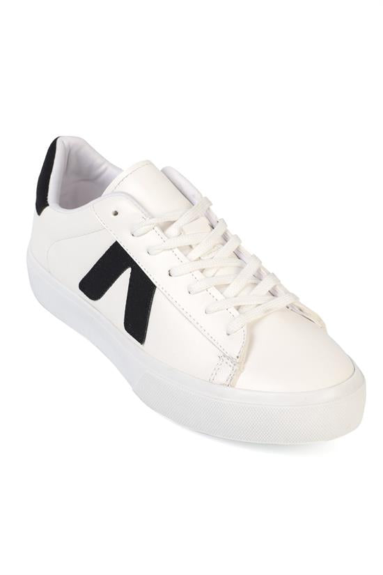 Capone Sandra V Detail Lace Up Casual Sport Women White Pink Sneaker