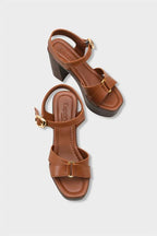 Capone Sheilah Platform Cross Band Ankle Strap Women Beige Sandal
