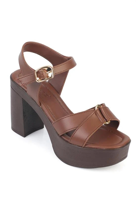 Capone Sheilah Platform Cross Band Ankle Strap Women Beige Sandal