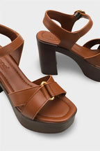 Capone Sheilah Platform Cross Band Ankle Strap Women Beige Sandal
