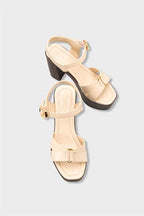 Capone Sheilah Platform Cross Band Ankle Strap Women Beige Sandal