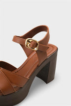 Capone Sheilah Platform Cross Band Ankle Strap Women Beige Sandal