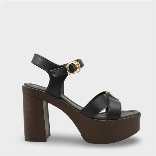 Capone Sheilah Platform Cross Band Ankle Strap Women Beige Sandal