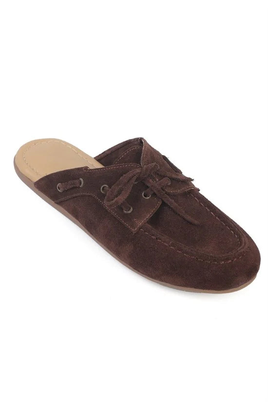 Capone Shellie Genuine Leather Suede Lace-Up Beaded Comfort Closed Toe Women Walnut Sandal