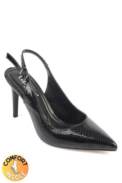 Capone Sally Slingback Mid Heel Soft Padded Insole Women Silver Shoes