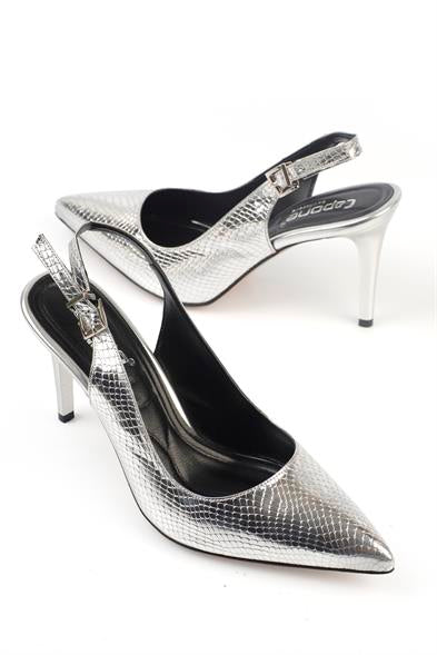 Capone Sally Slingback cipele sa srednjom potpeticom, mekanim punjenim uloškom, ženske, srebrne