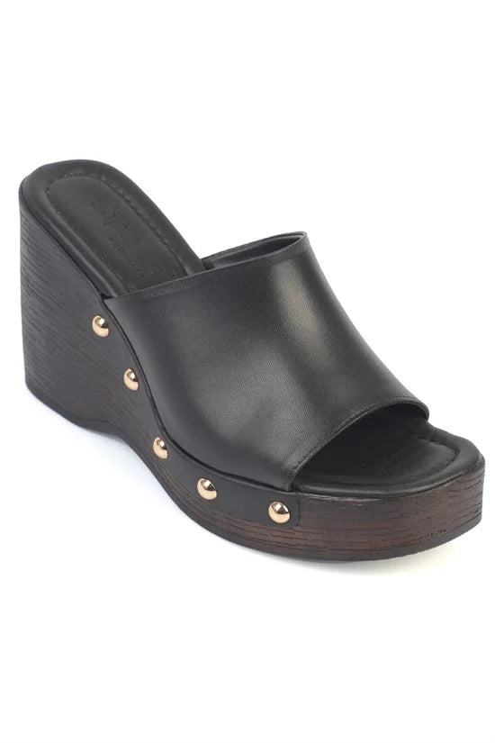 Capone Sonia Wedge Heel Single Band Open Toe Women Sued Mink Clog