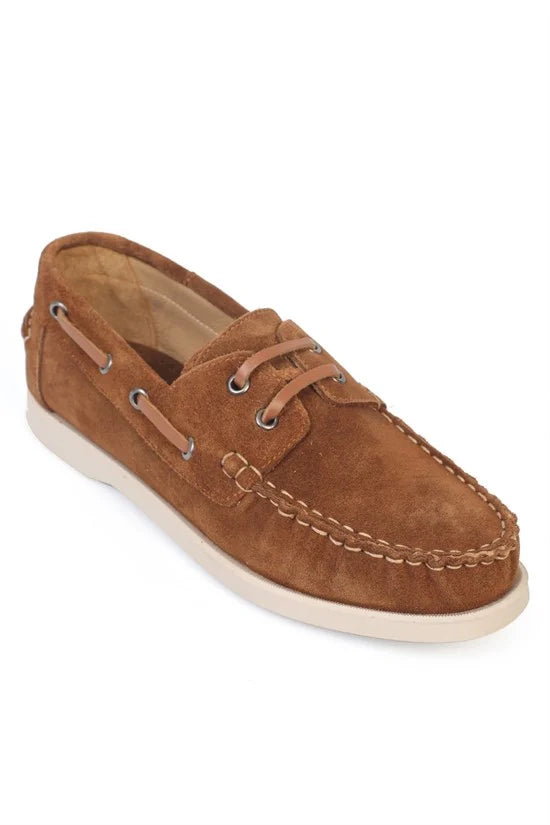 Capone Stephie Genuine Leather Suede Women Brown Boat Shoe Loafer
