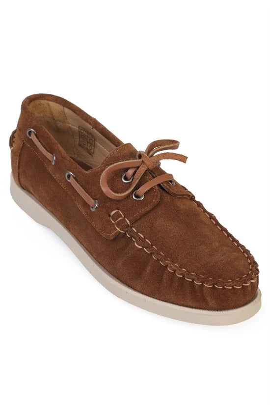 Capone Stephie Genuine Leather Suede Women Brown Boat Shoe Loafer