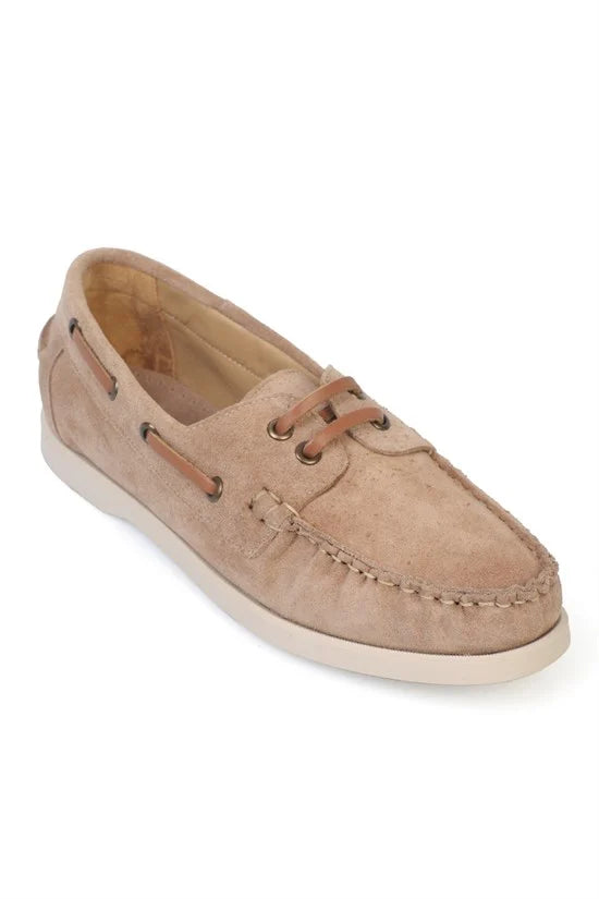 Capone Stephie Genuine Leather Suede Women Brown Boat Shoe Loafer