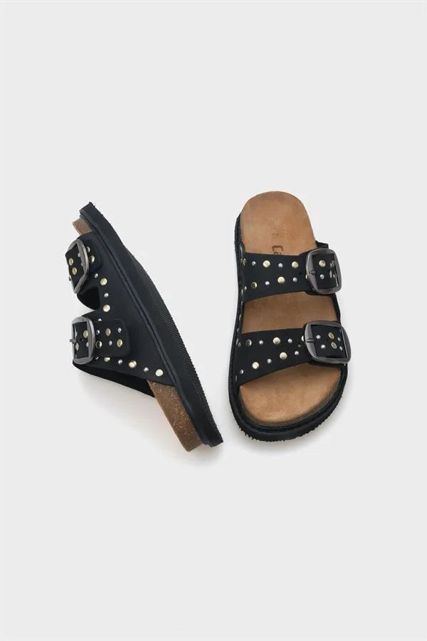 Capone Nicky Studded Leather Women Black Sandals