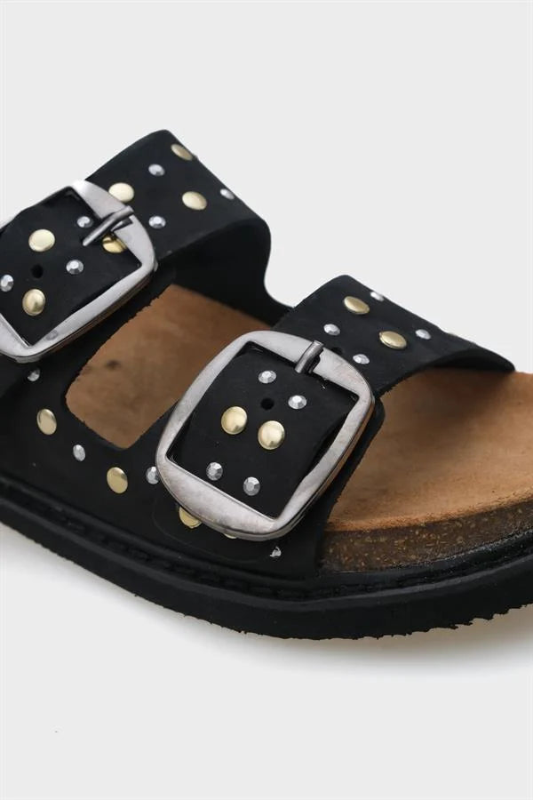 Capone Nicky Studded Leather Women Black Sandals