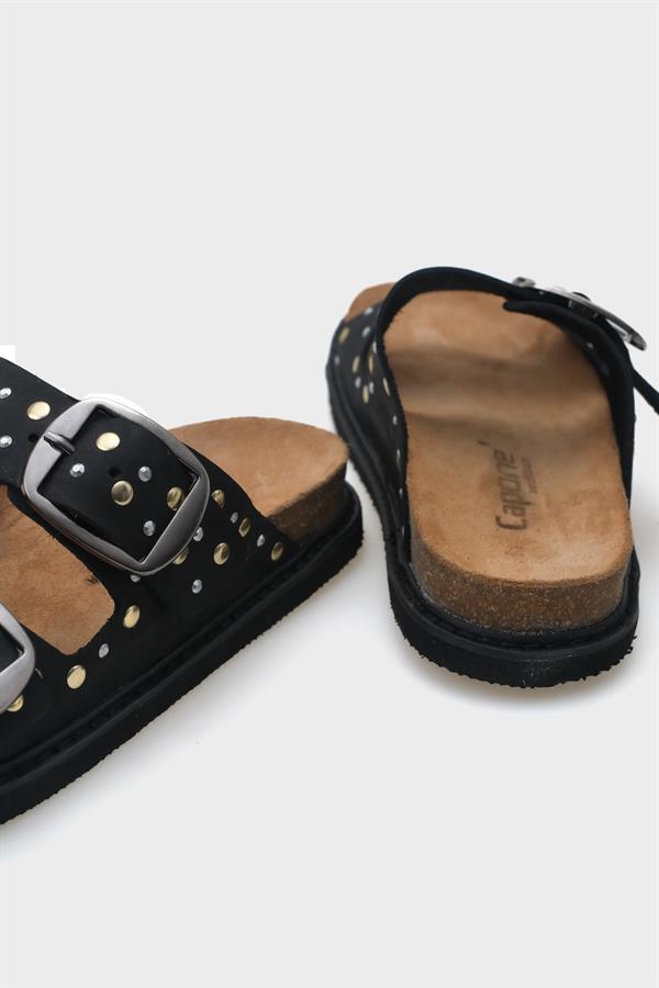 Capone Nicky Studded Leather Women Black Sandals