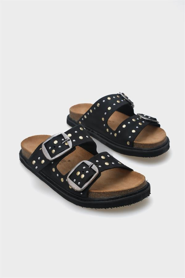 Capone Nicky Studded Leather Women Black Sandals
