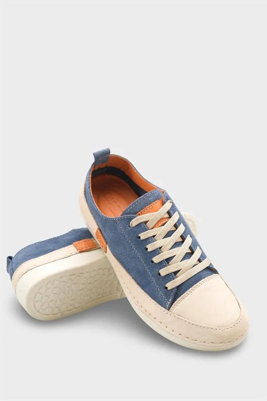 Capone Susette Genuine Leather Soft Comfort Women Denim Blue Sneaker