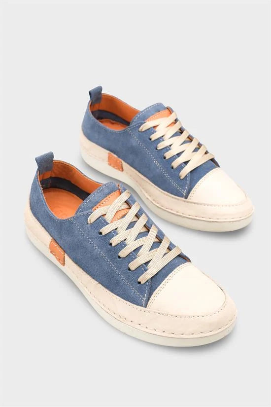 Capone Susette Genuine Leather Soft Comfort Women Denim Blue Sneaker