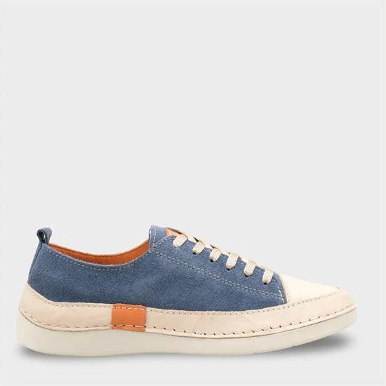Capone Susette Genuine Leather Soft Comfort Women Denim Blue Sneaker