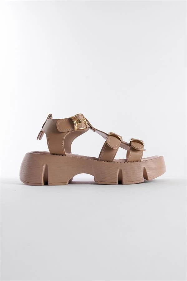 Capone Cherry Thick Sole Ankle Band Comfort Sole Women Black Sandals