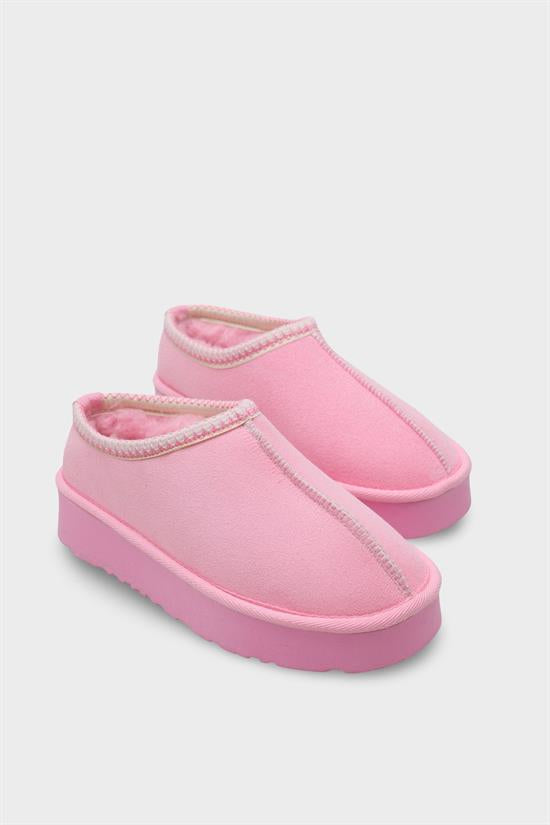 Capone Thick Sole Round Toe Furry Closed Women Pink Sandals