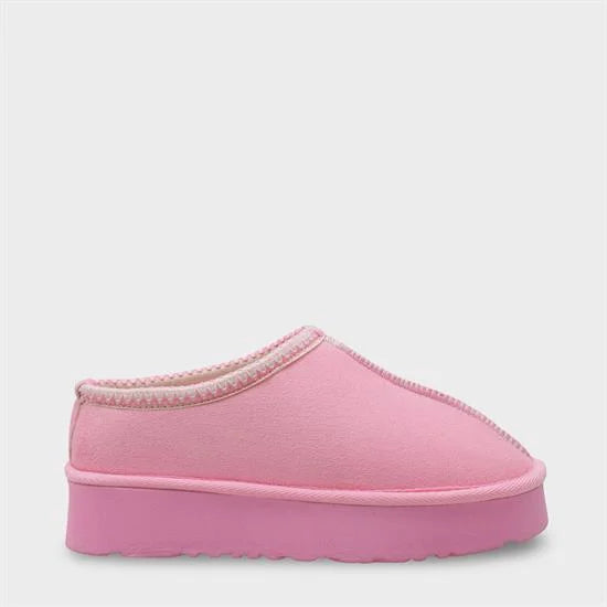 Capone Thick Sole Round Toe Furry Closed Women Pink Sandals