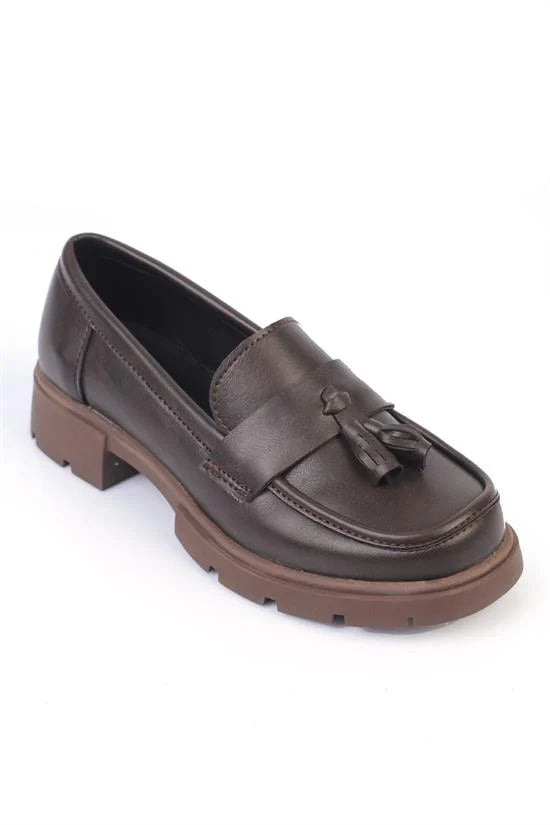Capone Track Sole Tassel Women Patent Burgundy Loafers