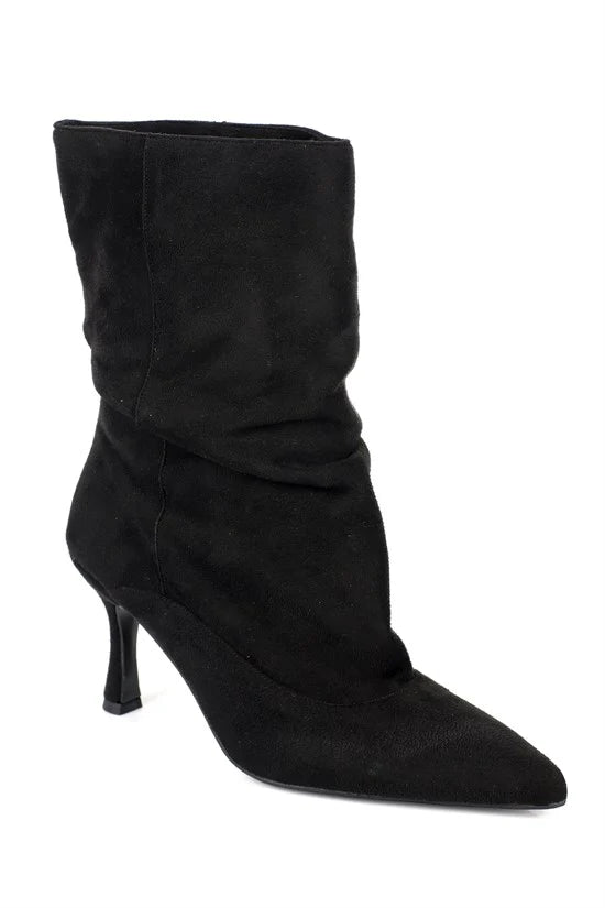 Capone Trixi Pointed Toe Suede Look Women Sued Black Ankle Boot