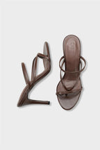 Capone Vinnie Round Toe Mid Heel Toe Post Elegant Women Black Sandal