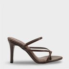 Capone Vinnie Round Toe Mid Heel Toe Post Elegant Women Black Sandal