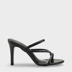 Capone Vinnie Round Toe Mid Heel Toe Post Elegant Women Black Sandal
