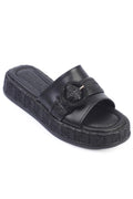 Capone sandale sa duplim kaišima i kopčom, ženske, crne, sa punom petom