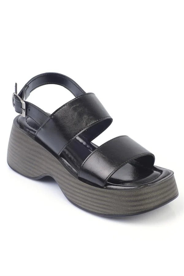 Capone Dora Wedge Heeled Double Strap Women Beige Sandals