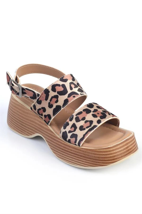 Capone Dora Wedge Heeled Double Strap Women Beige Sandals