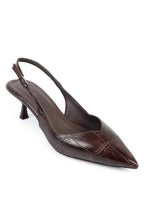 Capone Yoko Slingback cipele sa špicastim vrhom, efekatom krokodilske kože i srednjom petom, za žene, bež boja