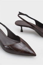 Capone Yoko Slingback cipele sa špicastim vrhom, efekatom krokodilske kože i srednjom petom, za žene, bež boja