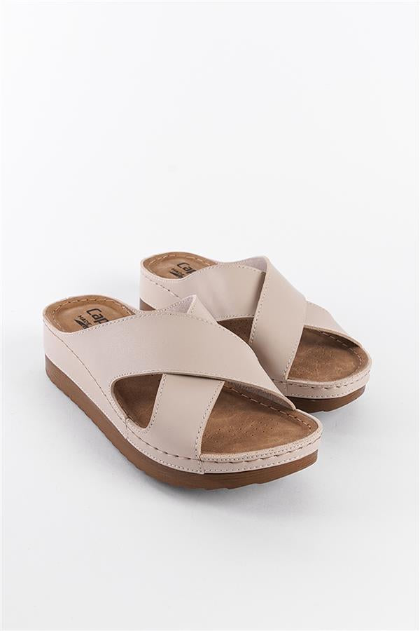 Capone Kandy Z0632 Women Navy Slide Comfort Anatomical Cross Band Sandals