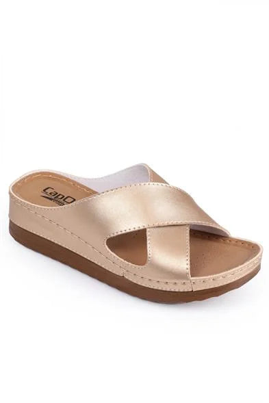 Capone Kandy Z0632 Women Navy Slide Comfort Anatomical Cross Band Sandals