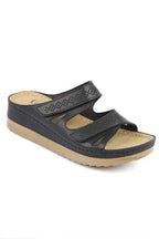 Capone Kara Z0679 Women Black Slide Comfort Anatomical Adjustable Double Band Sandals