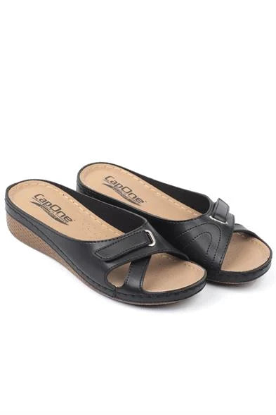 Capone Karen Z0777 Women Black Slide Comfort Anatomical Sandals
